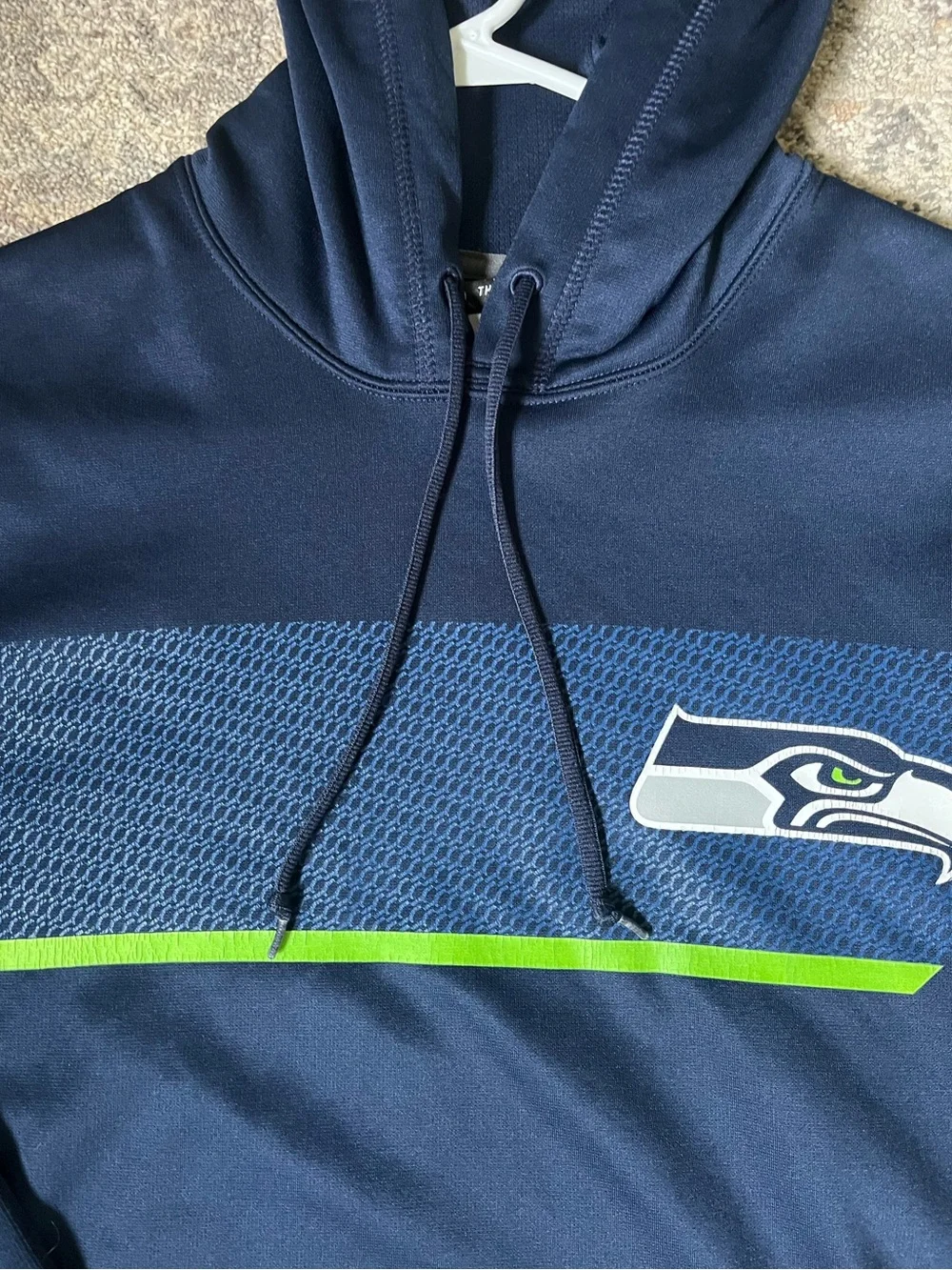 Nike Seattle Seahawks Navy Pullover Hoodie with Lime Accent